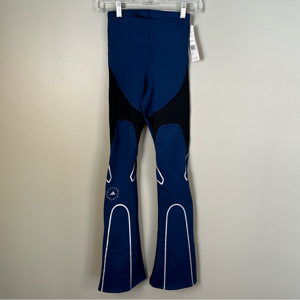 ADIDAS BY STELLA MCCARTNEY Knitmix Flare Leggings xs blue moto‎ pants - Picture 2 of 14